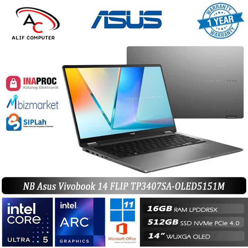 NB Asus Vivobook 14 Fflip TP3407SA-OLED5151M