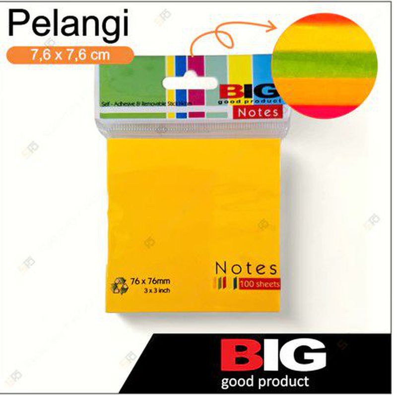 Sticky Notes Big 76mm x 76mm Rainbow