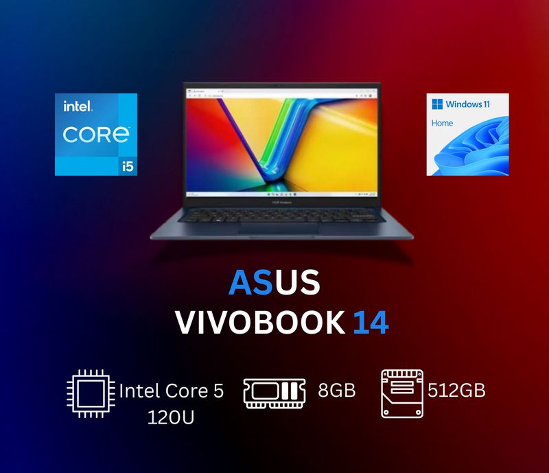 Asus A1404VAP-VIPS5851M Core5 120U 8 512 W11 OH24 Quiet Blue - Hitam