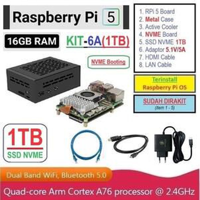 Raspberry Pi 5 (16GB RAM) KIT NVME SSD 1TB