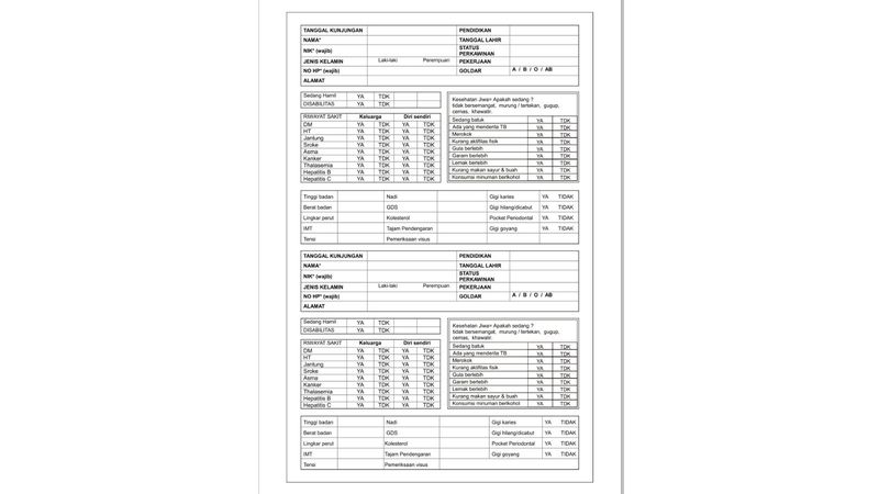 Cetak Formulir CKG