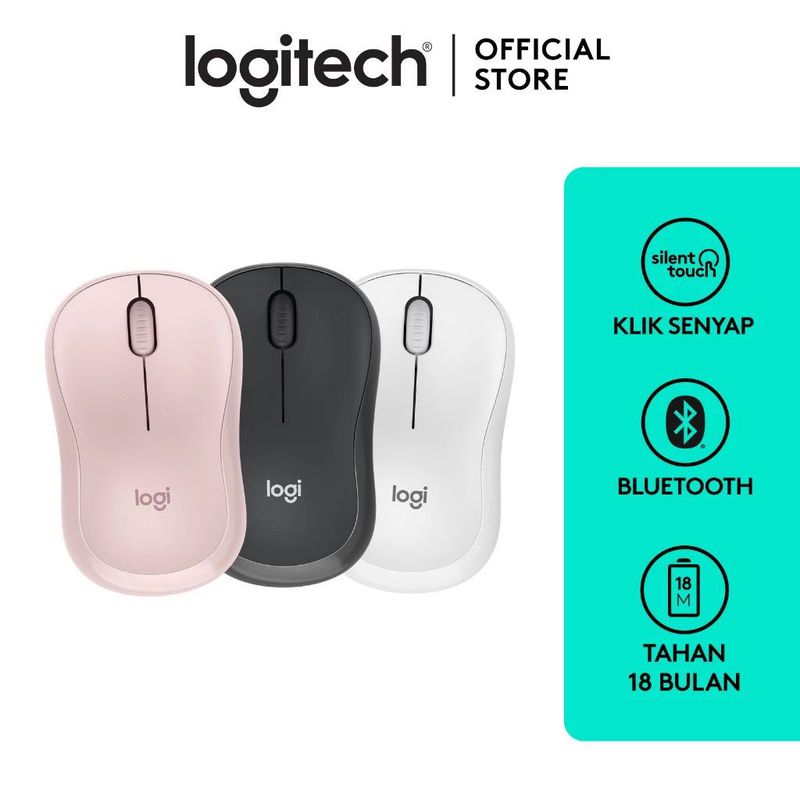Mouse Logitech M241 Silent Bluetooth Mouse, Wireless, Ringkas, Portabel ...