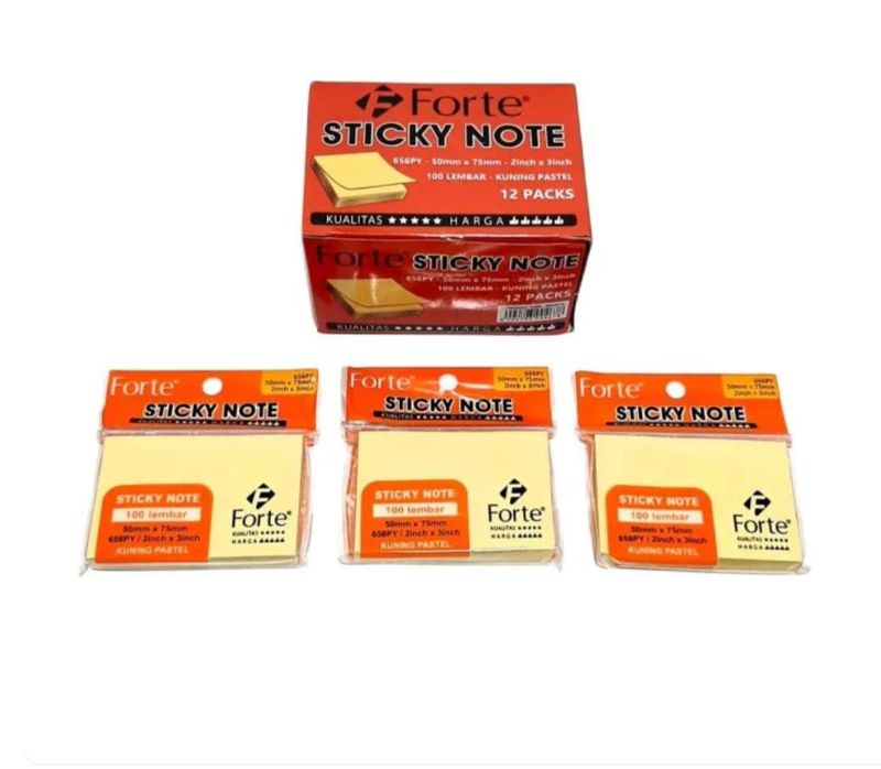 PER 1 KOTAK/12PACKS LABEL/MEMO STICKY NOTE FORTE 656PY UKURAN 2X3inch ...