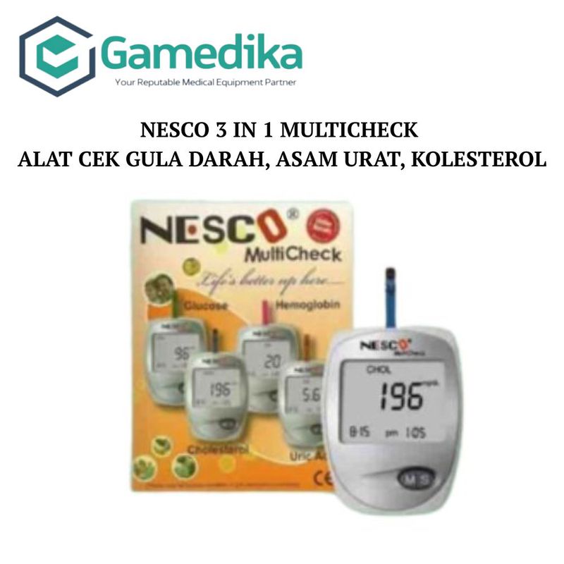 NESCO 3 IN 1 MULTICHECK ALAT CEK GULA DARAH, ASAM URAT, KOLESTEROL
