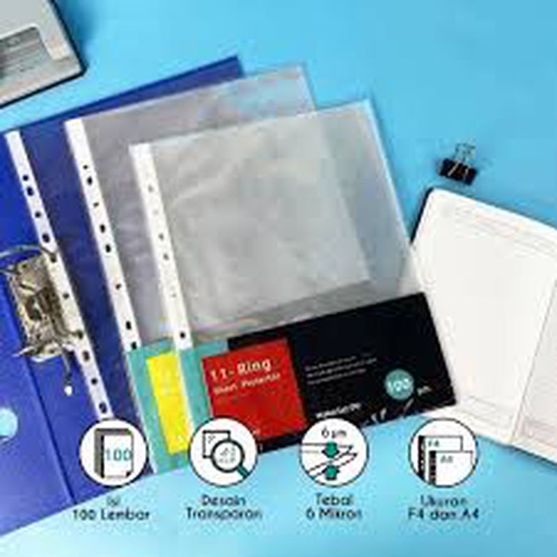 Sheet Protektor Folio F4/A4 isi 100 lembar / Plastik PP pocket