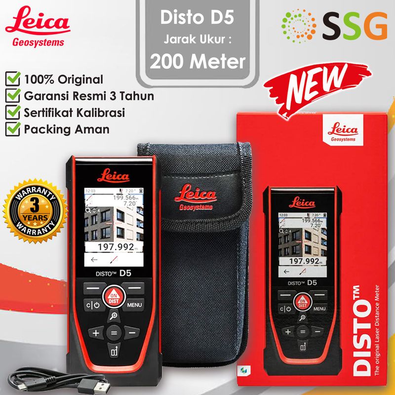 Distometer Leica D5 / Meteran Laser Leica D5 (jarak ukur 200 meter ...