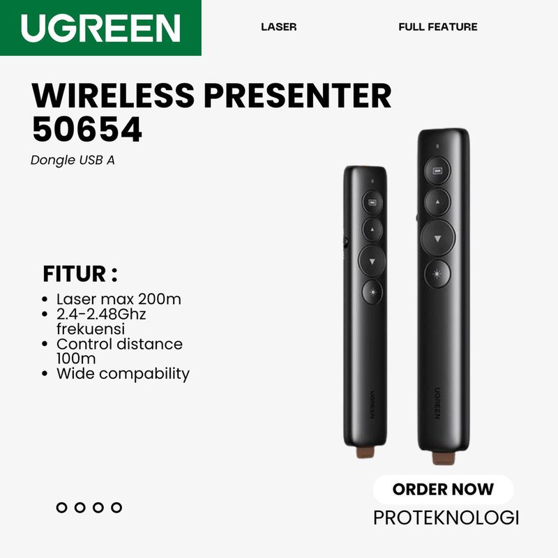 UGREEN 50654 Pointer Laser Wireless Presenter Dual Connection USB A ...