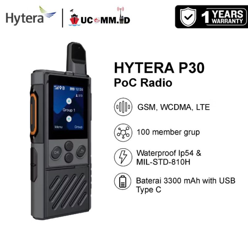 Hytera P30 HT POC GSM 2G 3G LTE RTOS 3300mAh Type C