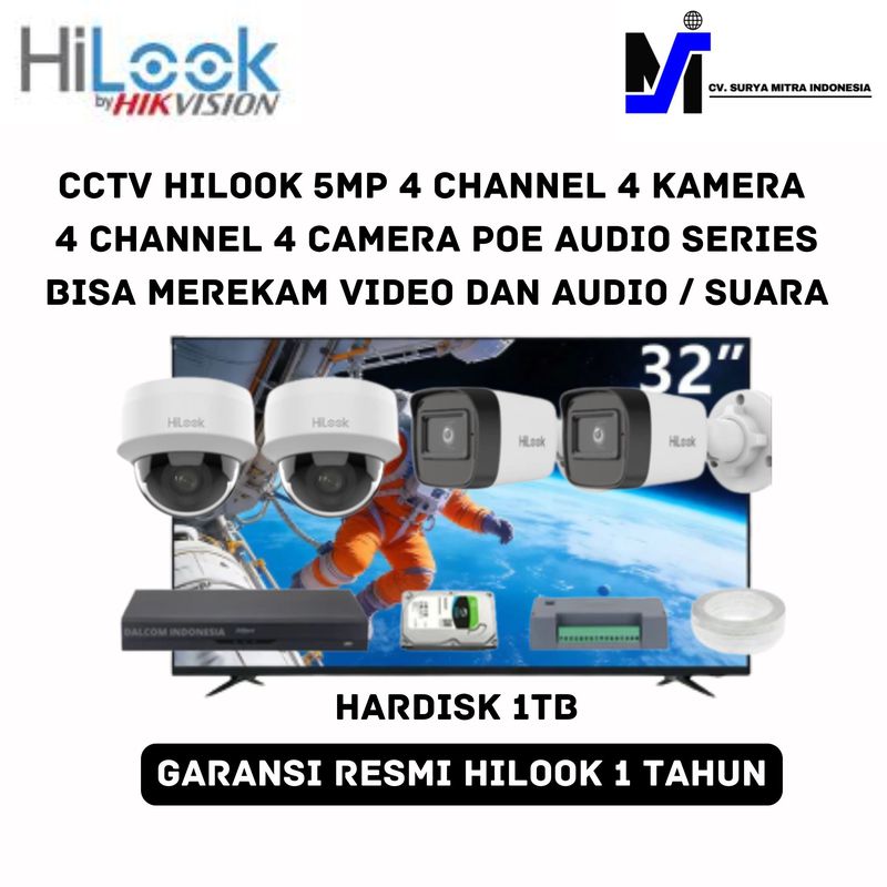 CCTV Hilook 5MP 4 Channel 4 Kamera Camera CCTV