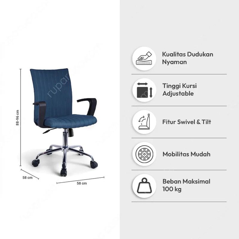 INFORMA CORAL V2 DESK CHAIR LOW BACK BLUE