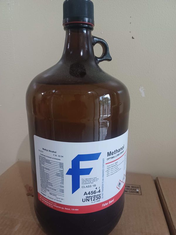Methanol HPLC Colorless Liquid 4L Glass Bottle - Fisher Chemicals A452-4