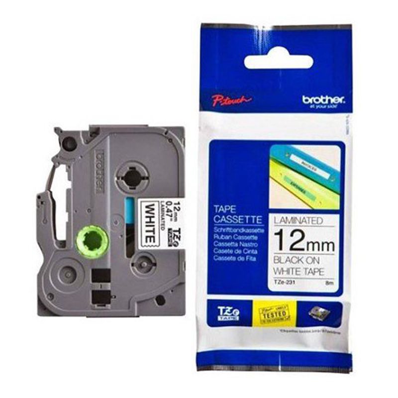 Brother Kertas Label TZE231 12 mm Hitam Hitam